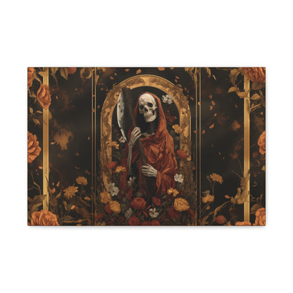 Canvas Wall Art - Art Deco Grim Reaper Floral Pattern