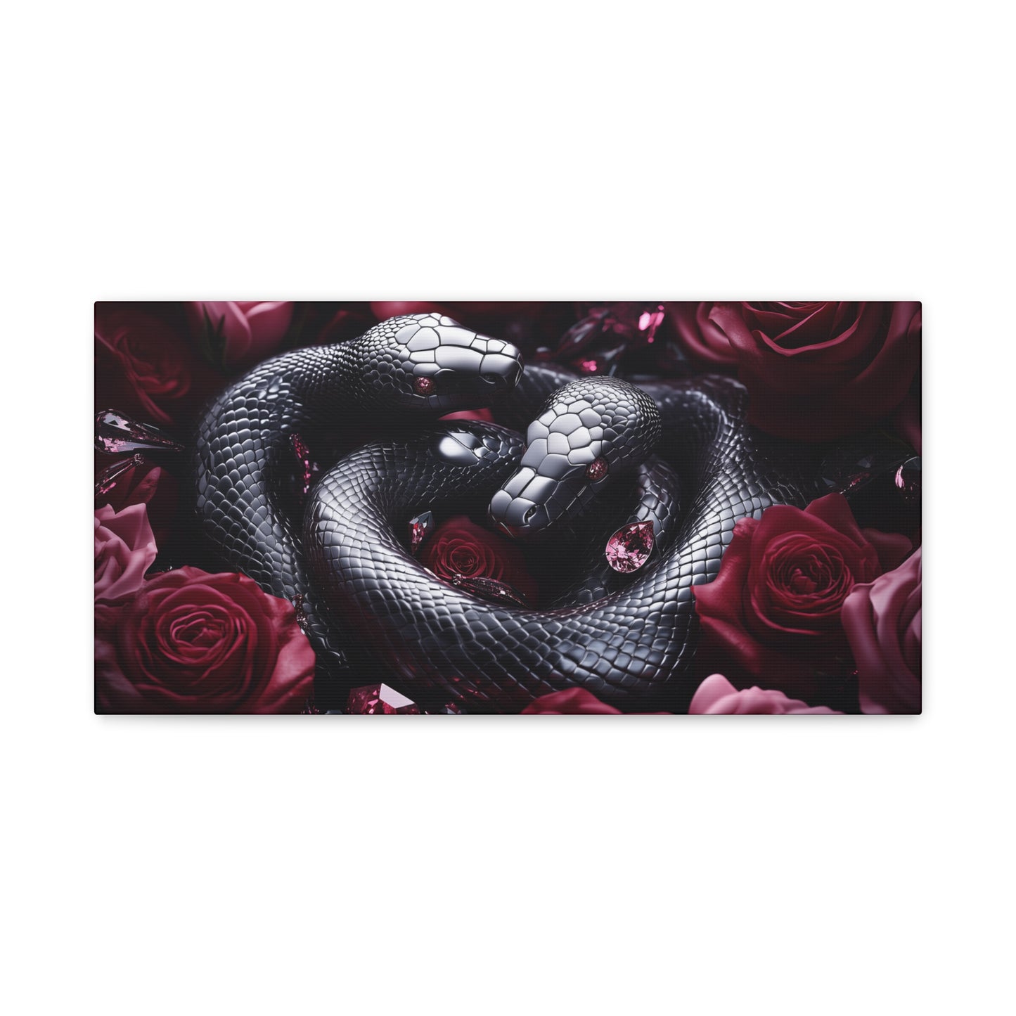 Canvas Print Python Snakes and Roses Wall Art