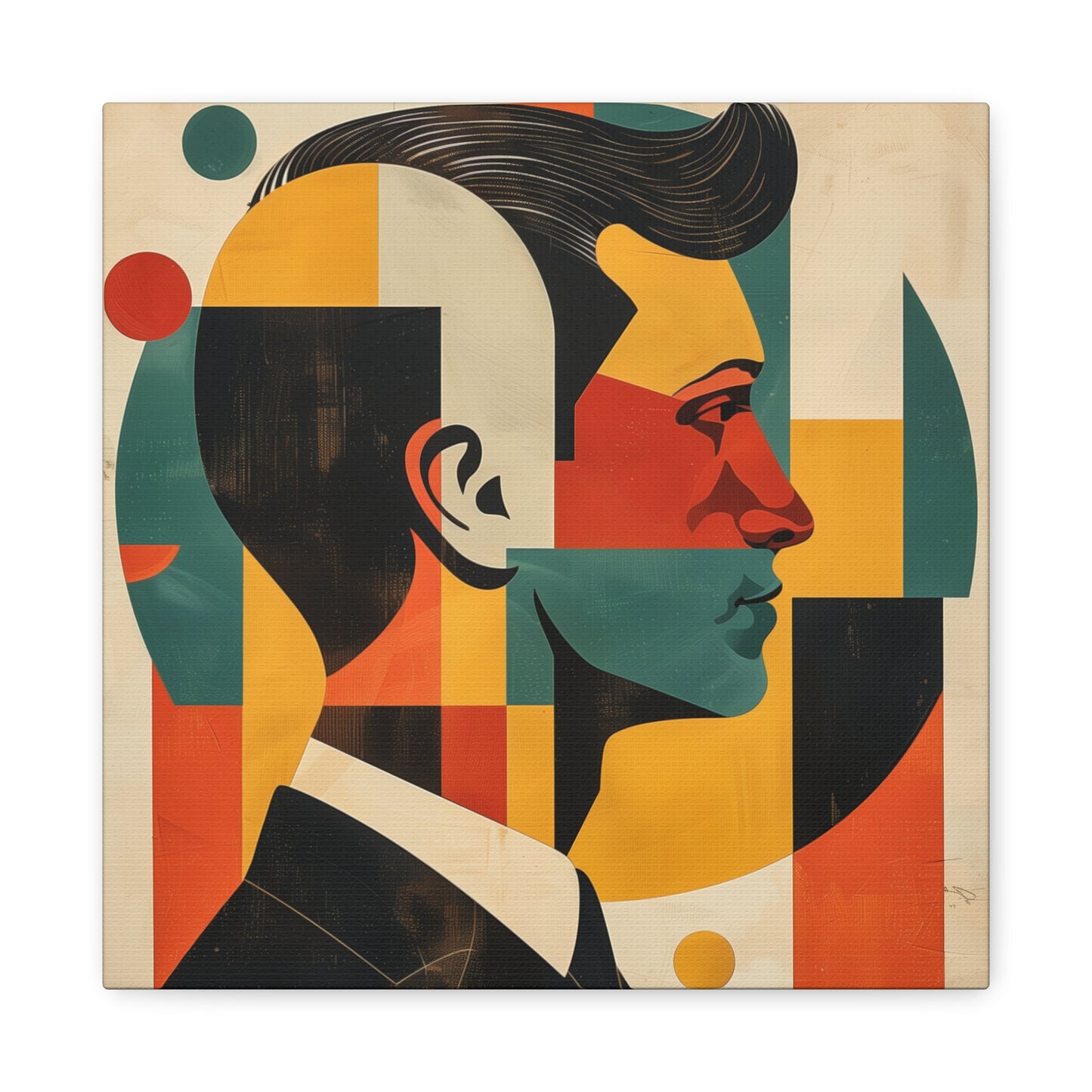 Mid Century Modern art Print of Man in Suit Matte Canvas, Stretched, 1.25"