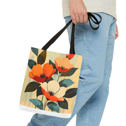 Mid century modern floral aesthetic Tote Bag (AOP)