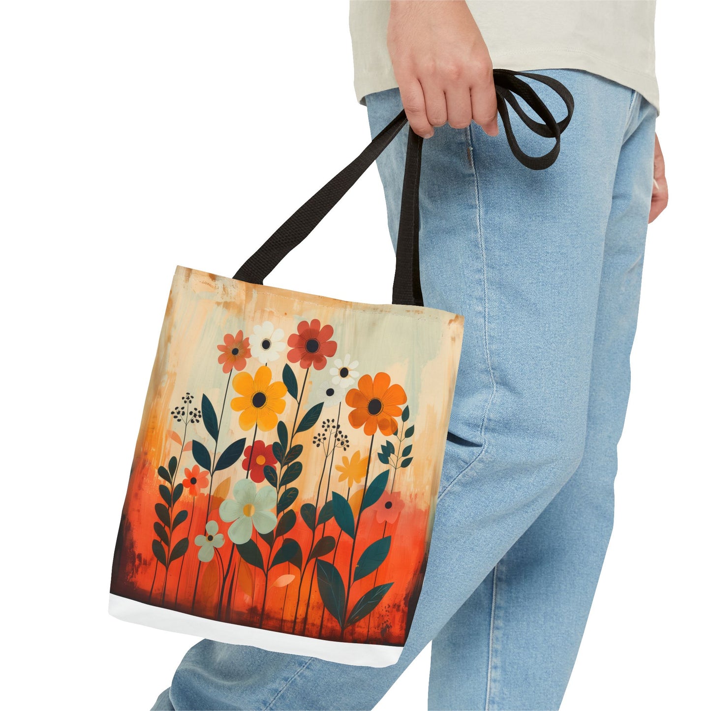 Mid century modern floral aesthetic Tote Bag (AOP)