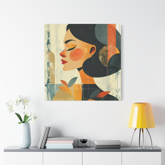 Midcentury Modern design of Woman on Matte Canvas, Stretched, 1.25"