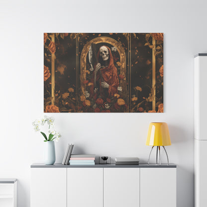 Canvas Wall Art - Art Deco Grim Reaper Floral Pattern