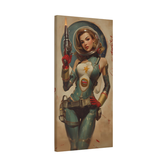 Space Girl Retro Pin Up Canvas Poster