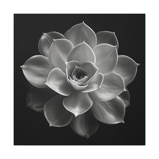 Black and white portrait of a succulent echeveria flower. Matte Canvas, Stretched, 1.25"