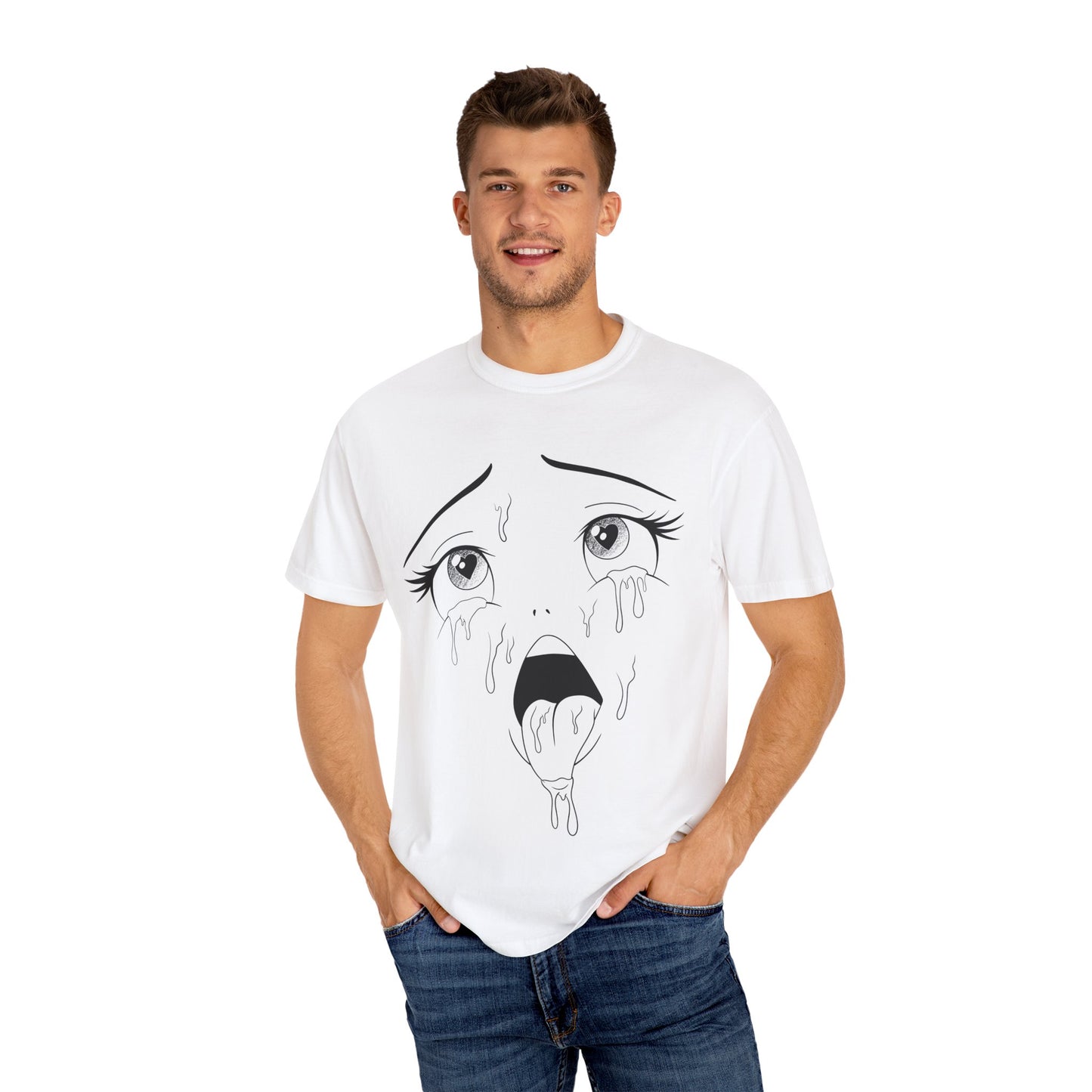 Anime Ahegao Face Manga  Unisex Garment-Dyed T-shirt