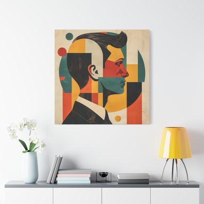 Mid Century Modern art Print of Man in Suit Matte Canvas, Stretched, 1.25"