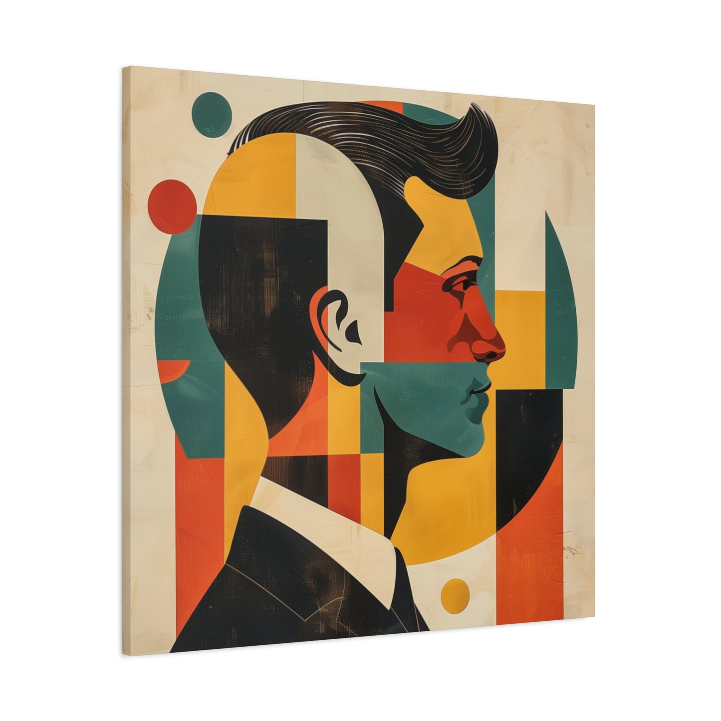 Mid Century Modern art Print of Man in Suit Matte Canvas, Stretched, 1.25"